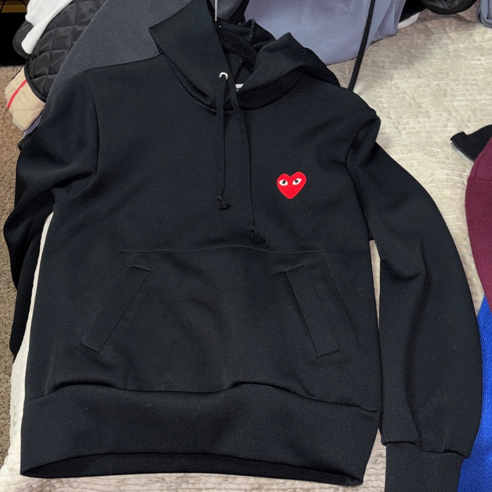 Comme des Garcons Black Sweater with Red Heart